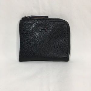 HALSTON Black Pebble Vegan Leather Change Purse/Coin Pouch